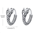 Pendientes de dragón retro en acero inoxidable con textura detallada y acabado de plata vieja - Estilo de Cabeza de Dragón de Plata Vintage (KE112133-WGSF)