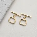 Close-up of square 14K gold plated toggle clasp for DIY necklace and bracelet jewelry - Style G Square Clasp / 14K Gold