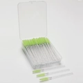 Green disposable eyelash brushes with glitter crystal handles in a clear storage box - Crystal Handle Green Bristles