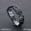 Bracciale cubano nero opaco in acciaio inossidabile da 24mm con chiusura a scatola - Nero Sabbia Opaco (KB187081-KJX)