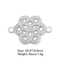Silver Celtic knot flower connector with micro-zirconia for DIY jewelry making - Silver Celtic Knot Micro-Pave (L0025-B)
