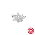 S925 sterling silver lotus flower flat back stud earring with sparkling cubic zirconia - #6 Platinum Gold-Single