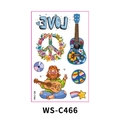 Tatouages temporaires hawaïens avec guitare hippie et symboles de paix colorés WS-C466 - WS-C466/LOVE Miroir