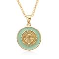 Religious golden Virgin Mary pendant necklace with light green enamel finish for women - Style A006 / Pale Green