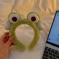 Schattige groene pluche kikker hoofdband met grote ogen en kleine grijze vleugels - Hart Kikker Haarklem