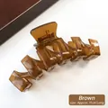 Grote 11cm koffiekleurige doorschijnende haarklem van acryl voor dik en lang haar - 11CM N-Vorm / Bruin