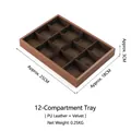 Brown PU leather jewelry display tray with 12 velvet compartments 25x18x3cm - 12-Slot Tray (Coffee Velvet)