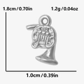Detailed size specifications for the stainless steel horn pendant with exact measurements - Silver