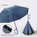 Double-layer inverted umbrella in misty blue with C-shaped hands-free handle - Haze Blue (Vinyl Coating) - Automatic Inverted