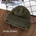 Army green knitted beanie cap made of fine mesh fabric for outdoor winter warmth - Army Green