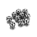 Silver stainless steel bead with black rhinestones for DIY bracelet jewelry making - 10mm Black (KLJ2246-Z)