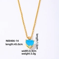 Gold-plated heart necklace featuring a vibrant turquoise stone pendant with 45cm chain - Gold Turquoise