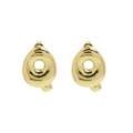 Golden 18k gold plated chunky bubble letter Q stud earrings with polished finish - Style-Q