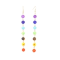 Sieben Chakra Perlenohrringe mit Goldhaken und Natursteinen für Yoga Schmuck - Gold