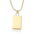 Minimalist gold stainless steel beaded chain necklace with sleek lock pendant charm - Gold (KN198426-KLX)
