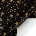 Premium black gift wrapping paper featuring metallic gold foil star patterns and gray reverse - Gold Stars Black (0.43*3M)