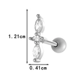 Silver butterfly steel cartilage earring with marquise zircon and size measurement - Cross Flower Style (0197-5#) / Silver