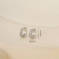 Silver zircon hoop earrings with heart cutouts and dimensions 1.2cm x 0.3cm - One Pair / White Gold (P22965bkb)