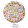 Translucent iridescent bunny acrylic beads for DIY jewelry making, 15mm rabbit spacers - Rainbow Colors Rabbit Head Beads 15x12mm (20pcs)