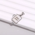 Silver Aquarius zodiac pendant with white mother of pearl inlay on 10x13mm square charm - Aquarius / 10*13mm