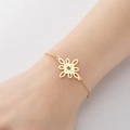 Minimalist golden hollow geometric flower bracelet worn on wrist for fashion look - 357-Geometric Flower