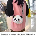 Cute panda plush crossbody bag with black floral ears and PANDA lettered strap - Style 8 Panda Crossbody Bag