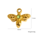 Ciondolo a forma di ape dorata con gemma verde di dimensioni 11 mm per 10 mm - Piccola Ape-003 / Oro - Zirconia verde