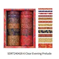 Chinese style washi tape set with 12 rolls in varied widths featuring traditional patterns - Peaceful Night