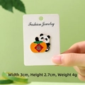 Cute panda enamel pin holding a persimmon with good luck character 3x2.7cm size - Blessing Persimmon Panda