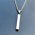 Silver stainless steel rectangular bar pendant necklace for men and women - Plain Style / Silver