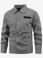 Casual grijs overshirt voor heren met reverskraag en grote zakken met klepsluiting - XS / donkergrijs