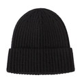 Close-up of thick ribbed knit texture on a black winter beanie hat for kids - Size S (Suitable for 0-3 Years) / Black
