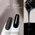 Classic black nail gel polish F145 with dual plant-based formula in matte and glossy finish - F145 Classic Black
