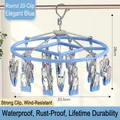 Circular drying rack with 20 clips in light blue for laundry and socks - Round 20 Clips - Elegant Blue