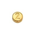 18K gold plated stainless steel circular bead charm featuring the number 2 design - Number 2 (SP459G-2)
