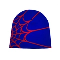 Berretto in maglia blu e rosso con motivo a ragnatela per il calore invernale - Cappello Blu Ragnatela Rossa