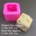 Silicone cube mold for candle making showing molding size 4.9x4.9x5.1cm detail - Square Cheese Mold - Pink