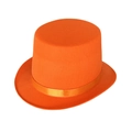 Classic bright orange felt top hat with matching satin ribbon for stage performance - Orange / Size Xs - Hat Circumference 52cm - Hat Height 11cm
