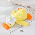Large plush yellow duck dog toy with squeaky feature and waffle texture fabric 32cm - Yellow Duck with White Hat (Incl. Crinkle Catnip) / Large