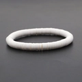 Minimalist white Heishi polymer clay disc beaded stretch bracelet in bohemian style - White