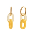 Orecchini a cerchio dorati 18K con maglie in acrilico giallo e trasparente intrecciate - Oro