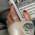Zweilagiger offener Ring in Silber mit Perlen und unregelmäßigem Wellendesign für Damen - Einstellbar Offen / Runde Perlen Welle Doppelschicht-Stil (JZ5192)