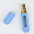 Portable 5ml perfume atomizer with matte blue shell and gold spray head components - Blue with Gold Sprayer
