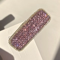 Pasador de pelo rectangular con pedrería rosa y lavanda en tarjeta blanca - Estilo 11 Púrpura
