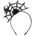 Diadema de Halloween con rosa negra y telaraña brillante con una gema roja - Telaraña con flores *