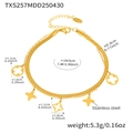 Detailed size specifications for gold double-layer stainless steel floral anklet - Gold Double Layer Multi-Accessory Anklet (TXS257) / 19+5cm