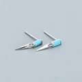 925 sterling silver drop earrings with turquoise rectangle and polished silver cone pendant - Platinum (Turquoise Stone)