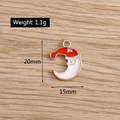 Christmas moon Santa pendant with red white enamel finish and gold plated edges - Santa on Moon (YD141)
