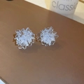 Elegant clear acrylic floral stud earrings featuring a delicate layered petal design - Transparent Flower