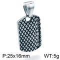 Punk rectangular silver tag pendant with black grid texture and clear cubic zirconia - Rhinestone Inlaid Grid Military Tag Pendant (KP76862-BD)